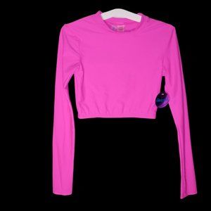 Barbiecore! Decree Shocking Pink Cropped Body Blouse size XS – NWT